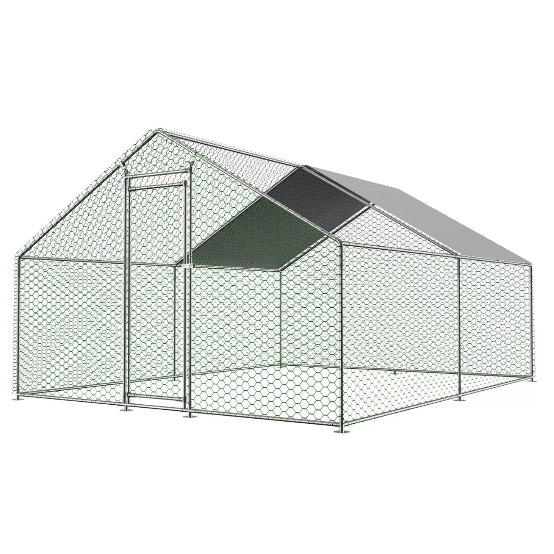 Large Walk-in Metal Chicken Coop 13x10x6.56ft Poultry Cage Hen House w/Cover