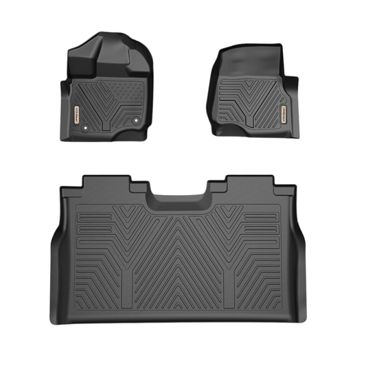 All Weather Floor Mats for 2015-2023 Ford F-150 Super Crew Cab Black TPE Liners