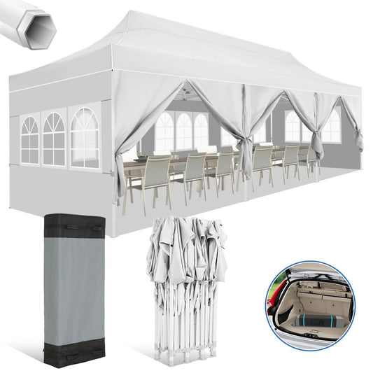 10' x 30' Heavy Duty Pop-Up Vendor Canopy with 8 Sidewalls