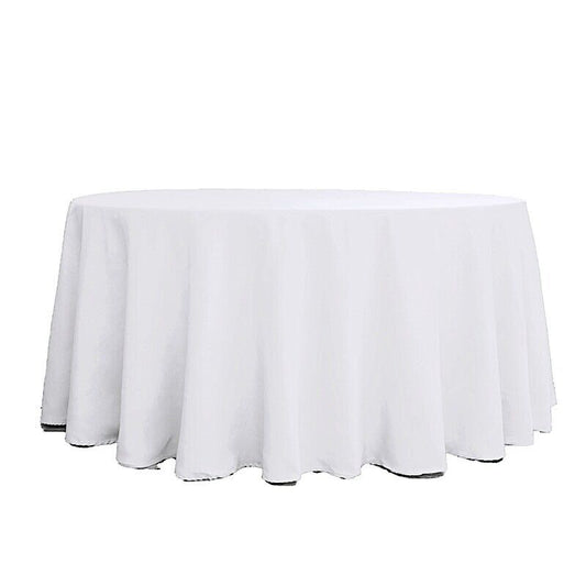 120" ROUND WHITE TABLECLOTH: Enhance Your Wedding Decor and Party Table Setting